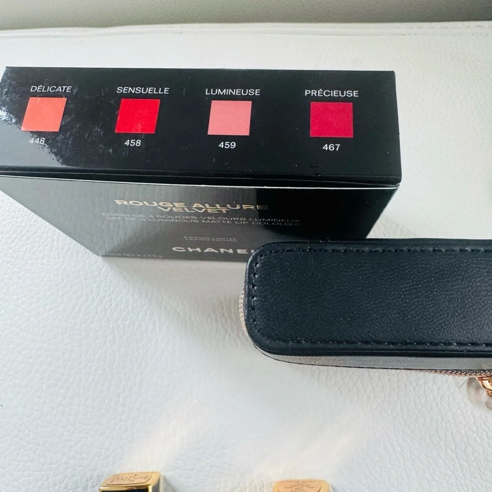 Chanel Rouge Allure Velvet set of 4 luminous matte lipstick in pearl zipper pull